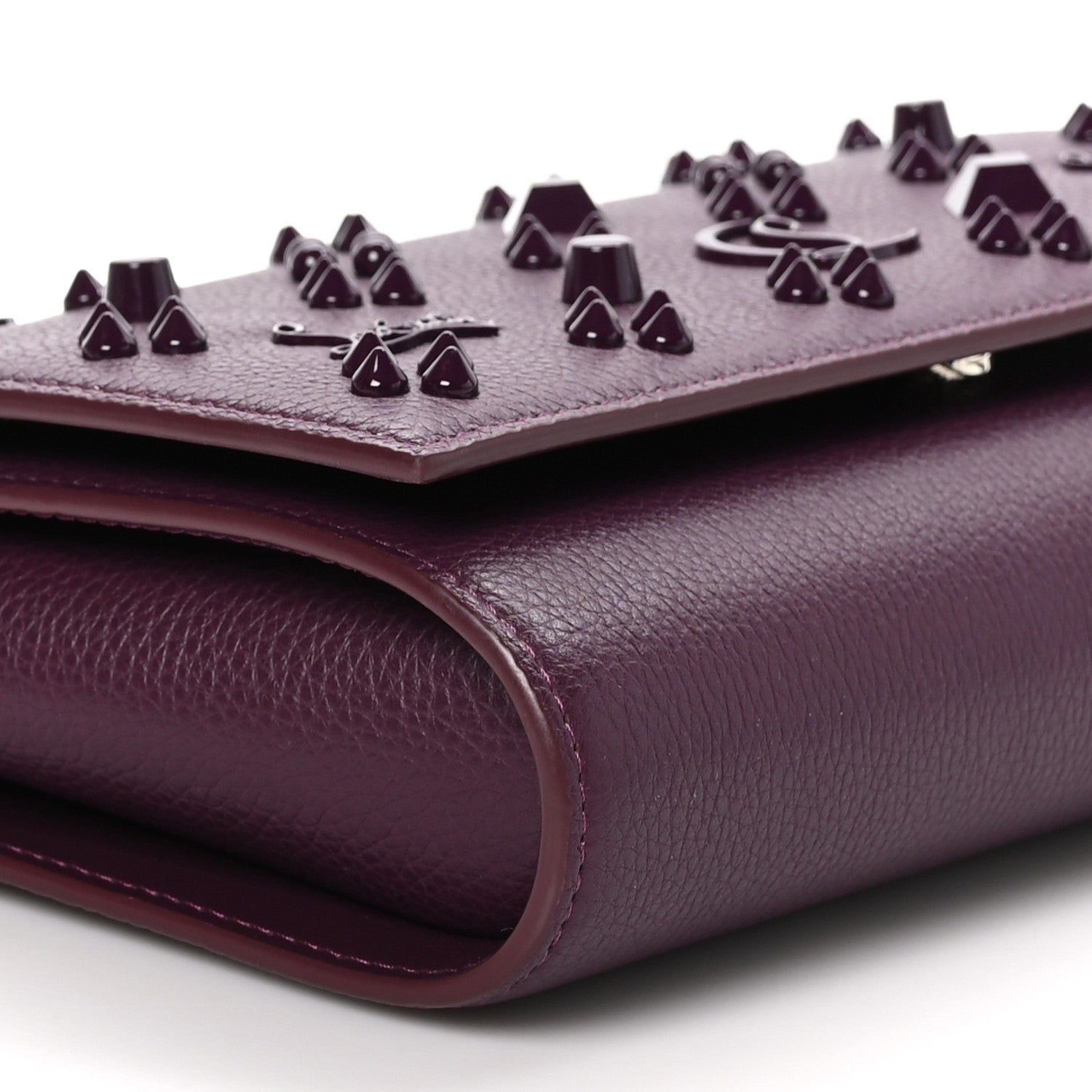 Christian Louboutin CHRISTIAN LOUBOUTIN Calfskin Spikes Loubinthesky Paloma Clutch Merlot 10 of 11
