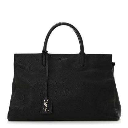 Saint Laurent Grained Calfskin Medium Cabas Rive Gauche Black 1 of 20