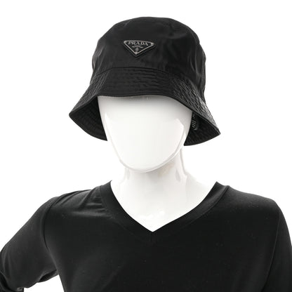 Prada Re-Nylon Metal Triangle Logo Womens Bucket Hat M Black 2 of 9