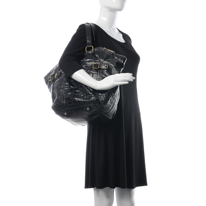 Saint Laurent Patent Crocodile Embossed Medium Downtown Tote Black 2 of 14