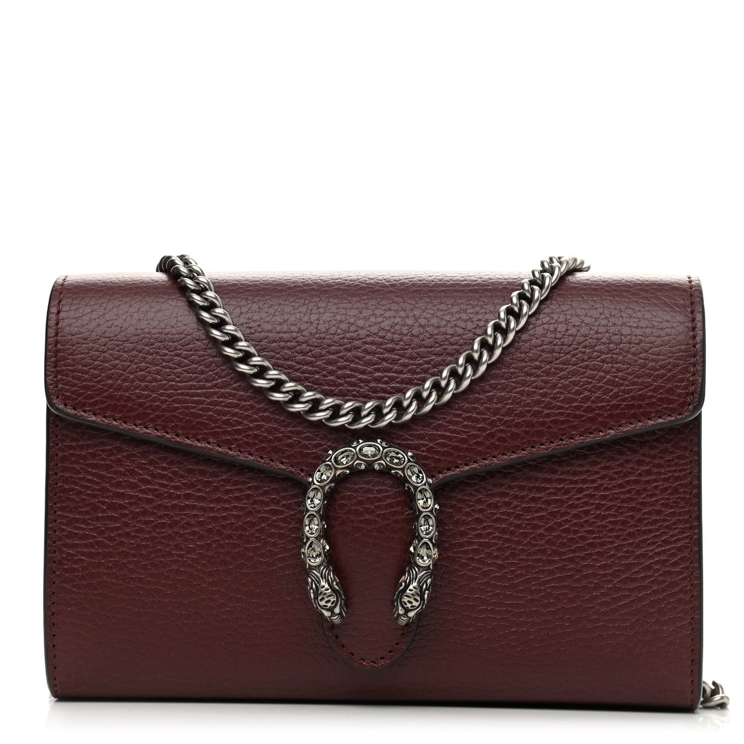Dollar Calfskin Crystal Mini Dionysus Chain Wallet Vintage Bordeaux
