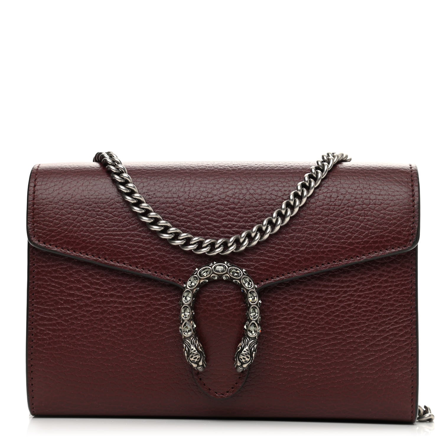 Gucci Dollar Calfskin Crystal Mini Dionysus Chain Wallet Vintage Bordeaux 1 of 11
