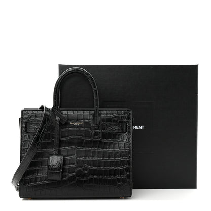 Saint Laurent Calfskin Crocodile Embossed Nano Sac De Jour Black 11 of 11