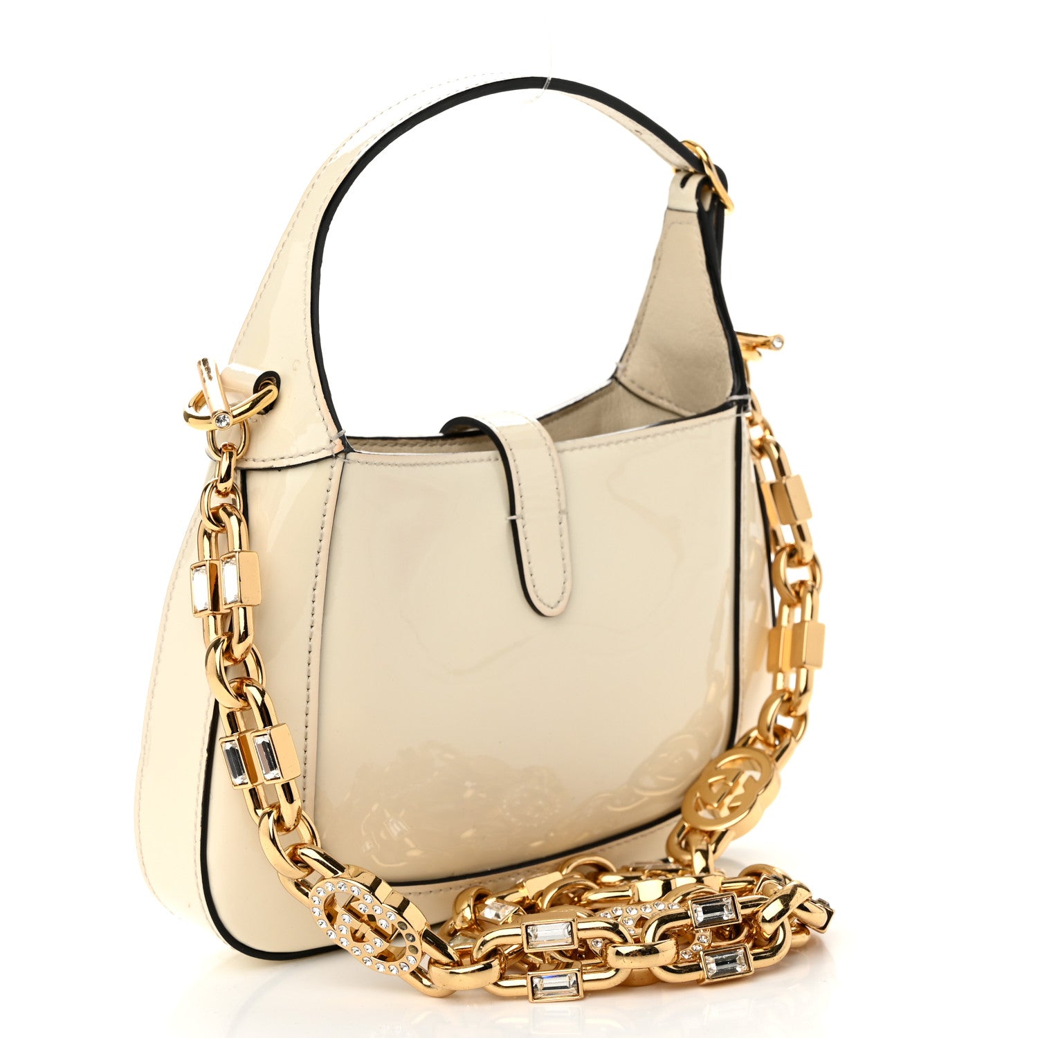Gucci Patent Mini Jackie 1961 Crystal Hobo Mystic White 3 of 10