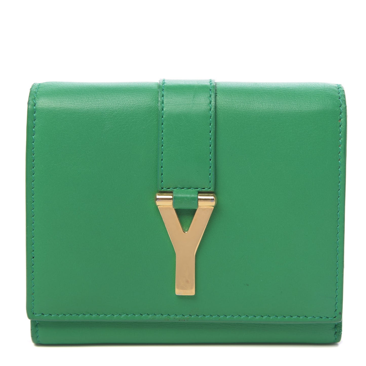 Calfskin Classic Y Compact Wallet Green