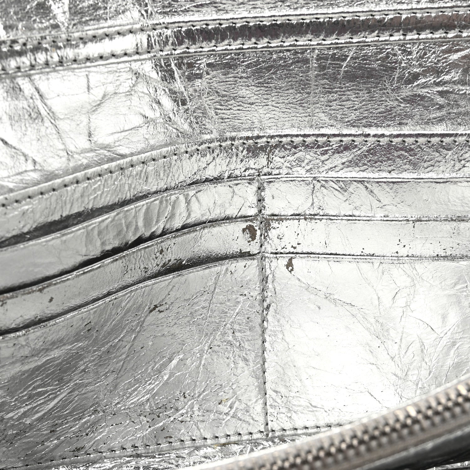 Christian Dior Metallic Crinkled Lambskin Diorama Croisiere Chain Wallet Silver 15 of 18