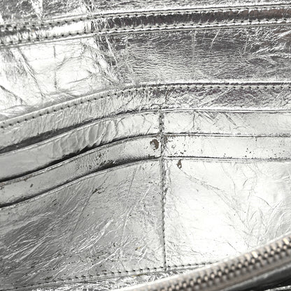 Christian Dior Metallic Crinkled Lambskin Diorama Croisiere Chain Wallet Silver 15 of 18