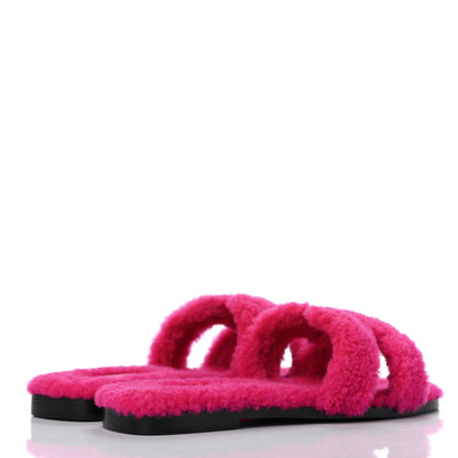 Hermes Woolskin Oran Sandals 35 Rose Fuchsia 4 of 7