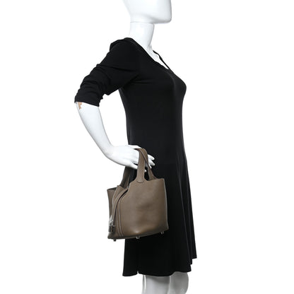 Hermes Taurillon Clemence Picotin Lock 18 PM Etoupe 2 of 9