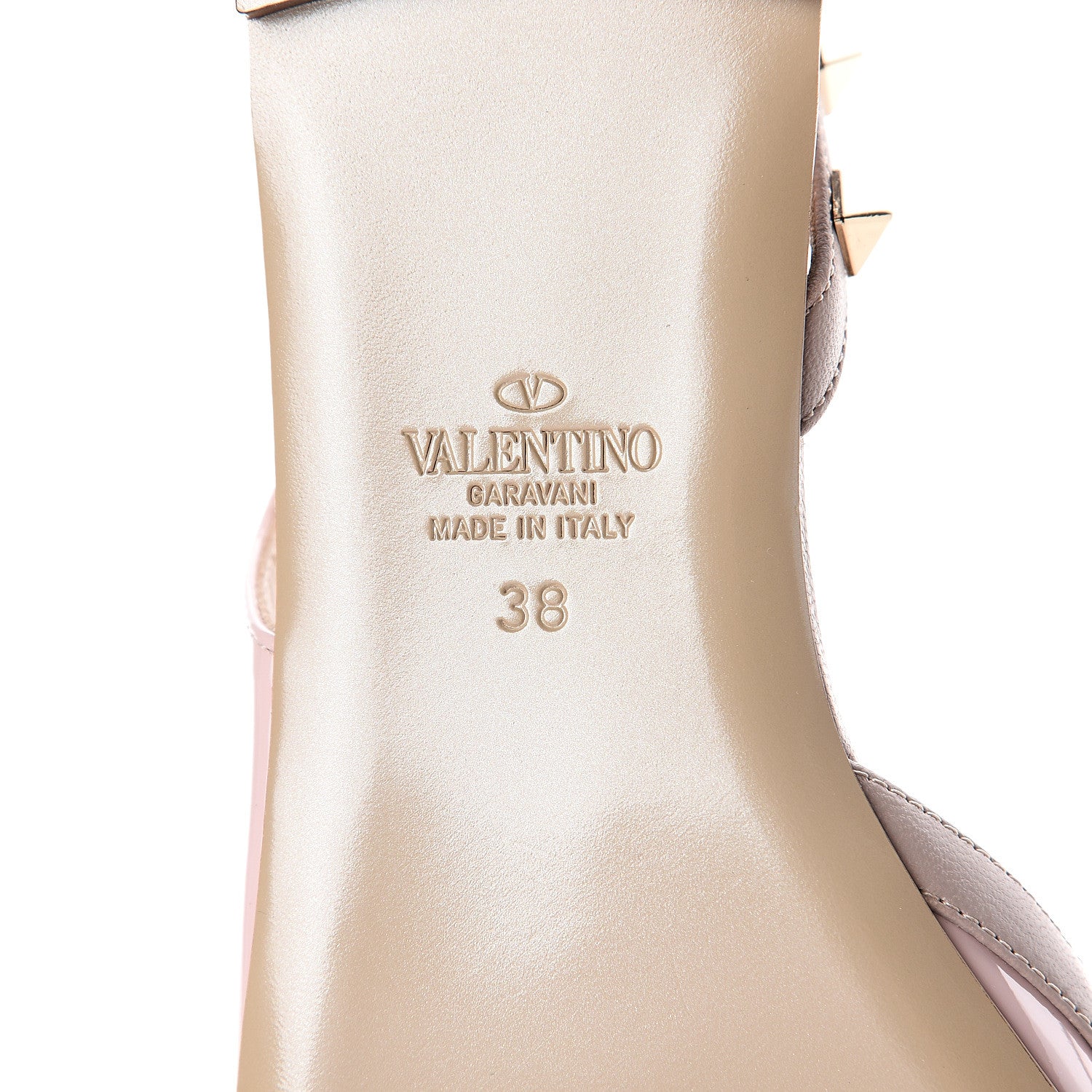 Valentino Garavani Patent Rockstud Slingback Flats 38 Water Rose Poudre 6 of 7