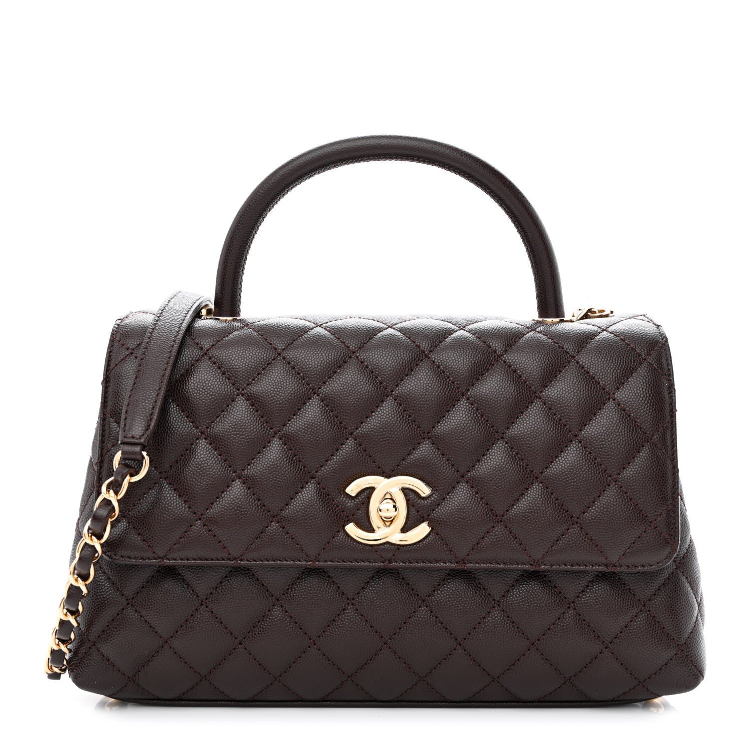 Chanel Caviar Quilted Small Coco Handle Flap Dark Brown 1 of 11