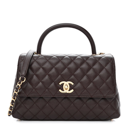 Chanel Caviar Quilted Small Coco Handle Flap Dark Brown 1 of 11