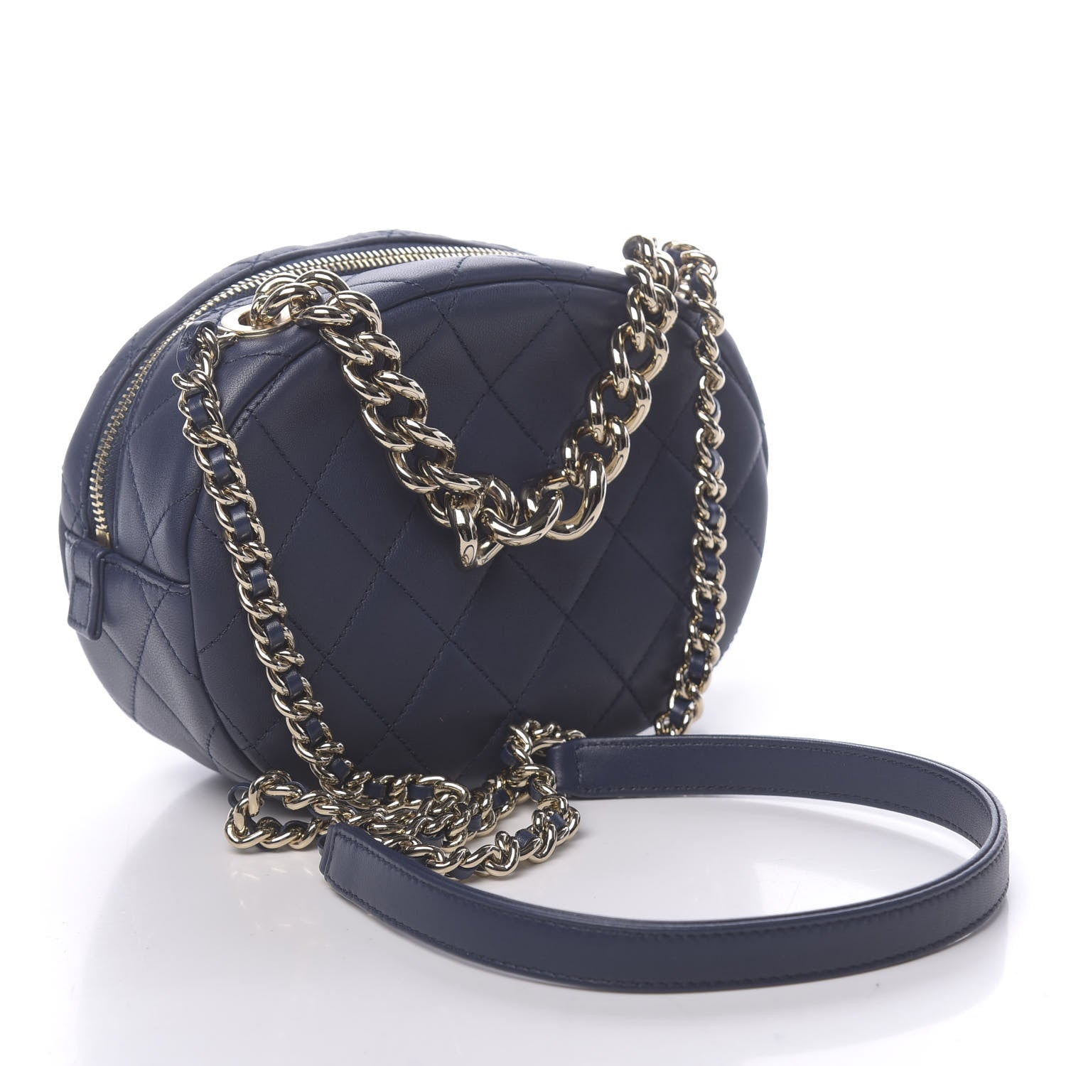 Chanel Lambskin Quilted Studded Camera Case Navy 3 of 11