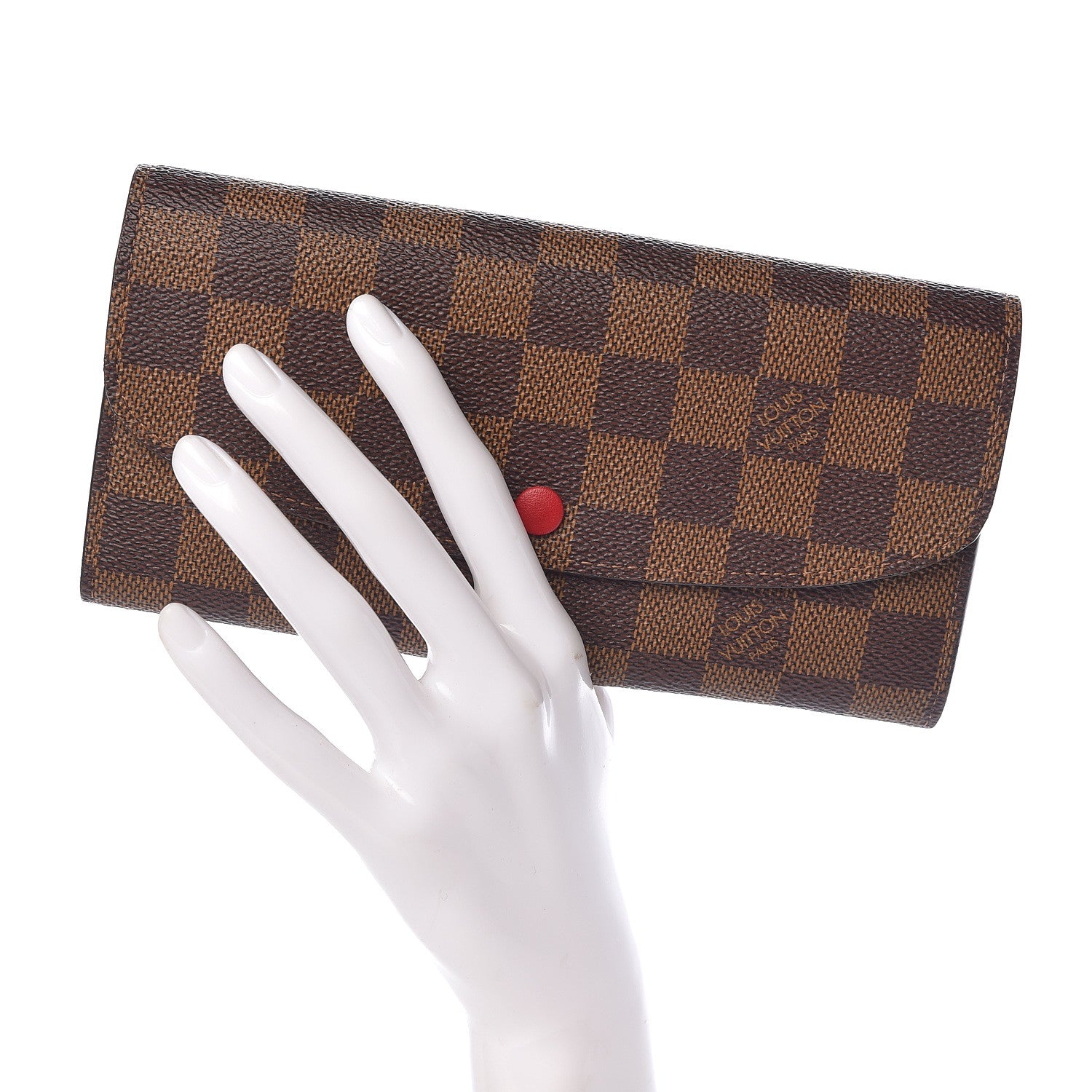 Louis Vuitton Damier Ebene Emilie Wallet Red 2 of 7