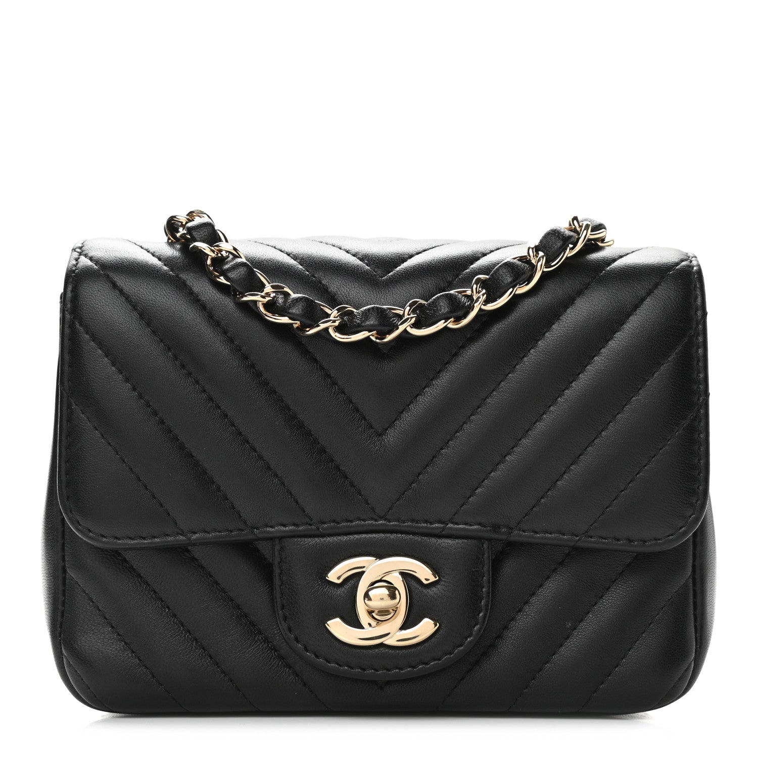 Chanel Lambskin Chevron Quilted Mini Square Flap Black 1 of 12