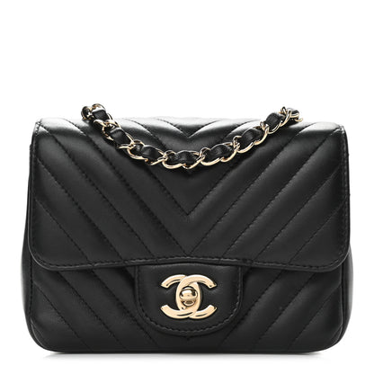 Chanel Lambskin Chevron Quilted Mini Square Flap Black 1 of 12