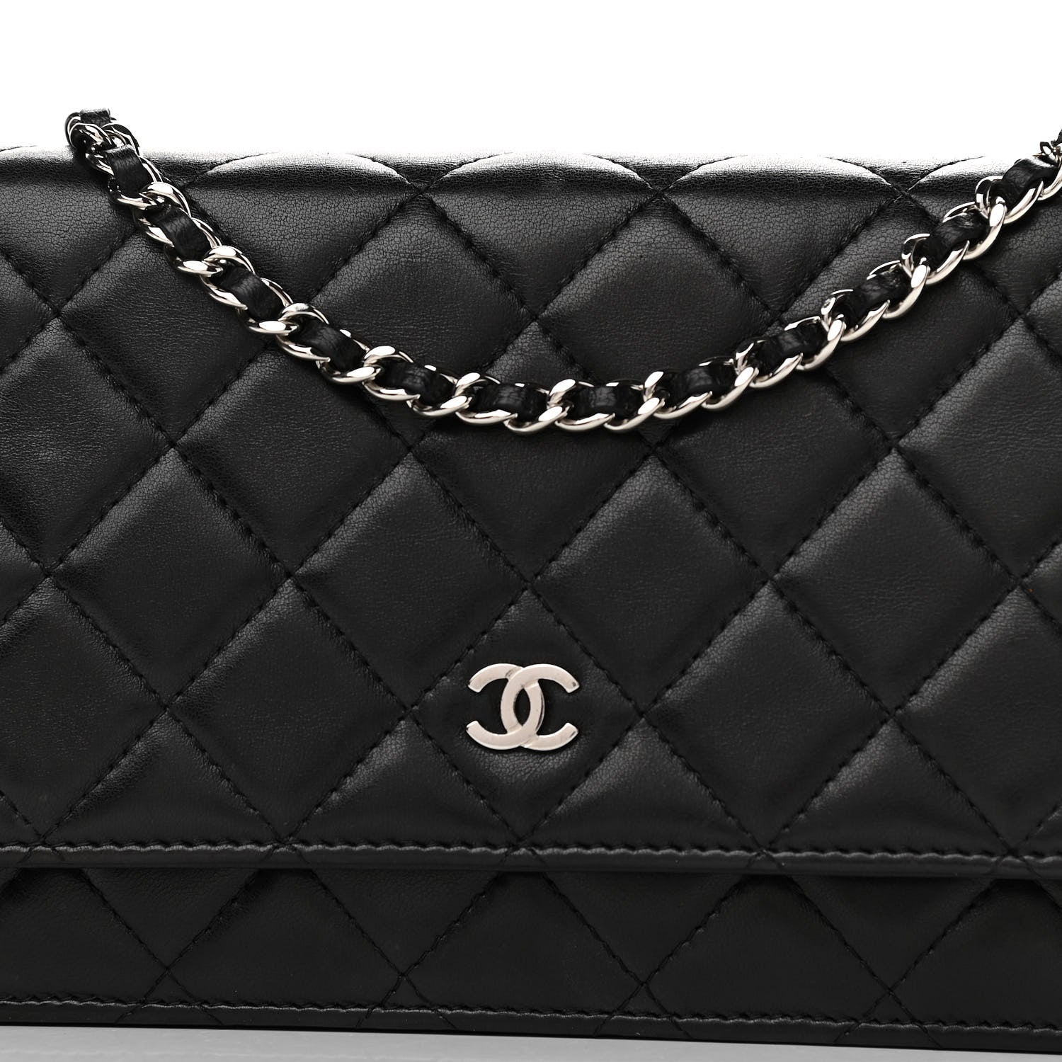 Chanel Lambskin Quilted Wallet On Chain WOC Black 11 of 11