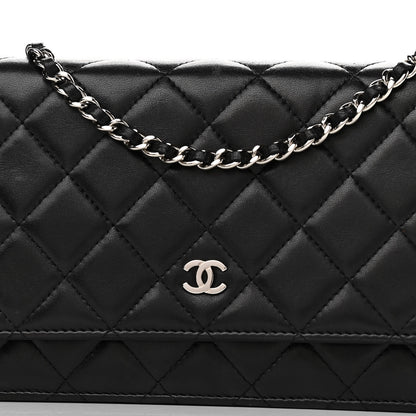 Chanel Lambskin Quilted Wallet On Chain WOC Black 11 of 11