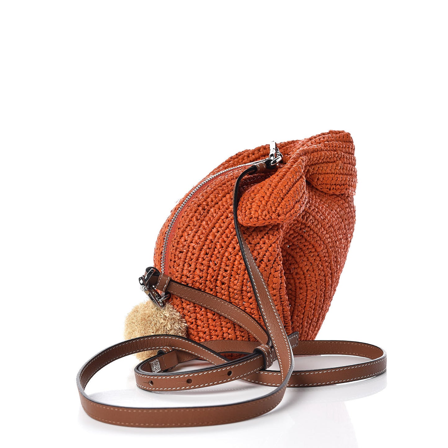 Raffia Mini Bunny Crossbody Bag Orange