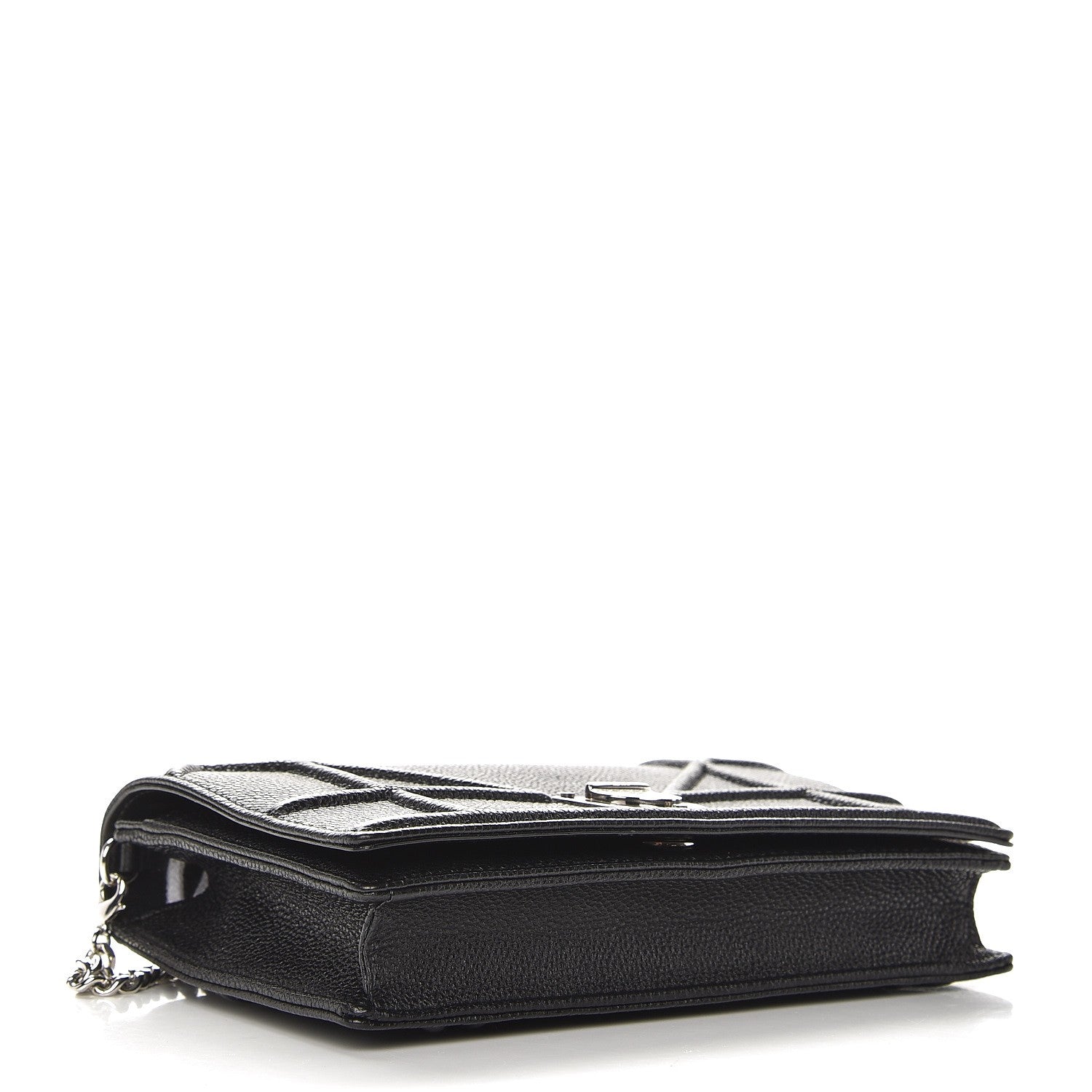 Christian Dior Grained Calfskin Diorama Wallet on Chain Pouch Black 4 of 8