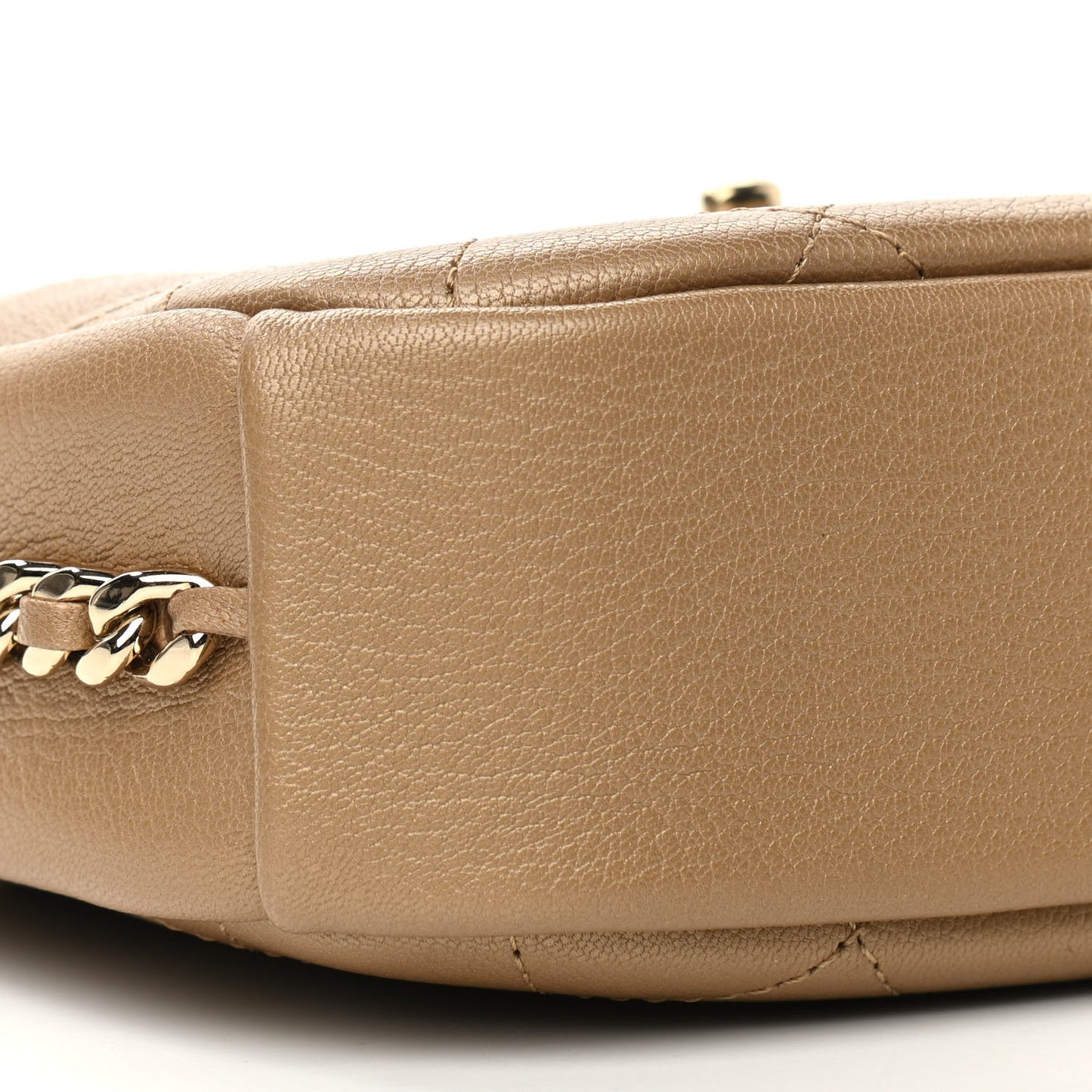 Goatskin Quilted Small Casual Trip Camera Case Beige
