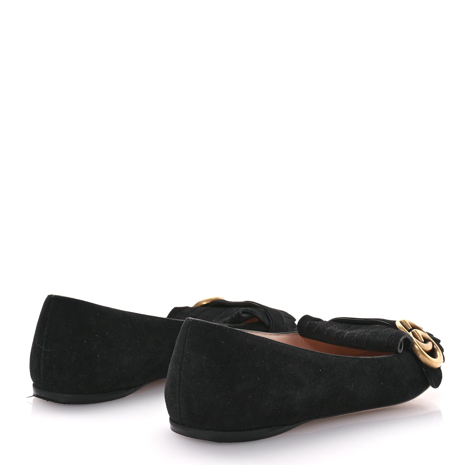 Gucci Kid Scamosciato GG Marmont Fringe Flats 36 Black 5 of 11