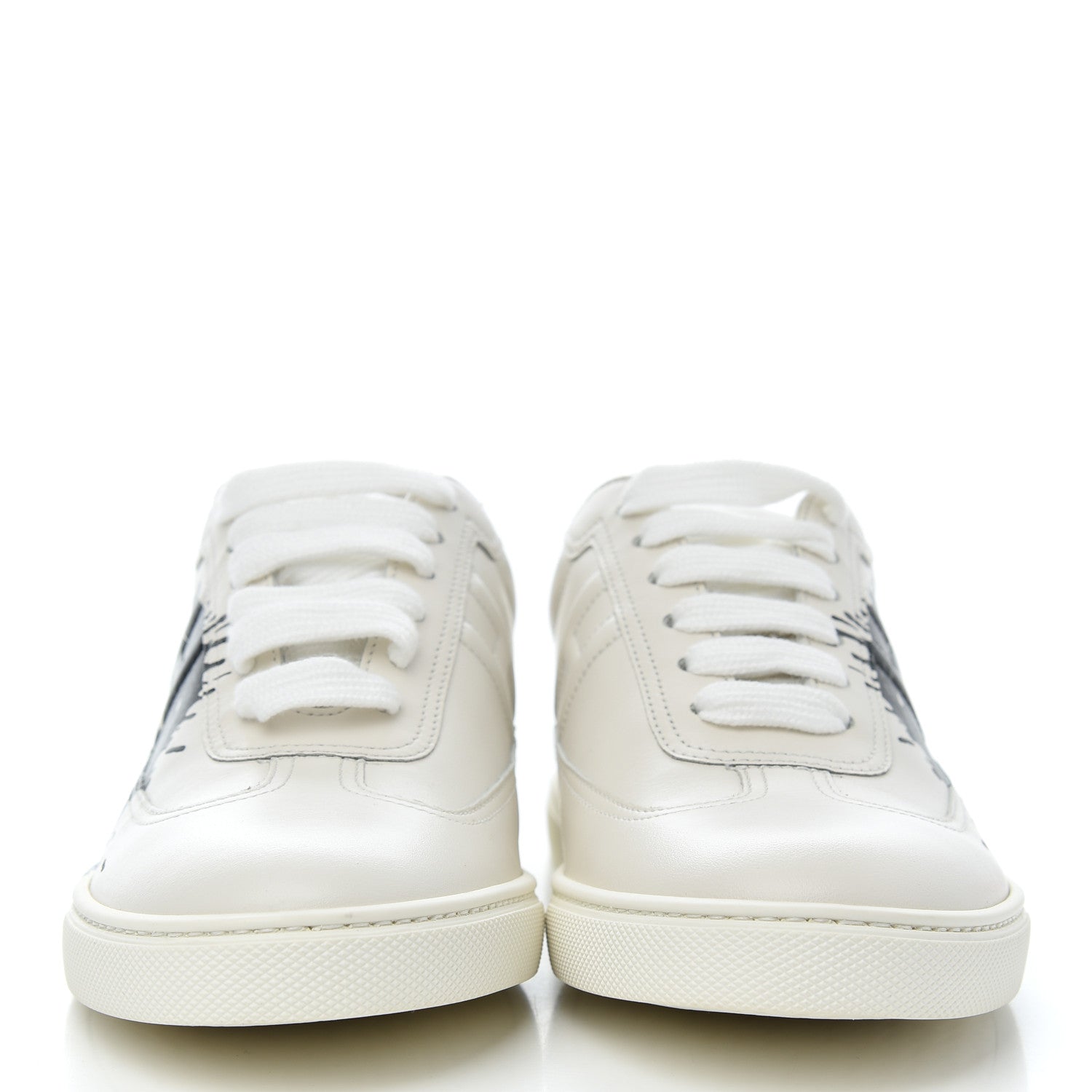 Hermes Swift Printed Peinture Fraiche Quicker Sneakers 37.5 White Black 2 of 10