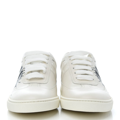 Hermes Swift Printed Peinture Fraiche Quicker Sneakers 37.5 White Black 2 of 10