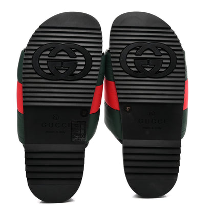 Gucci Nylon Web Womens Slide Sandals 37 Black Green Red 5 of 9