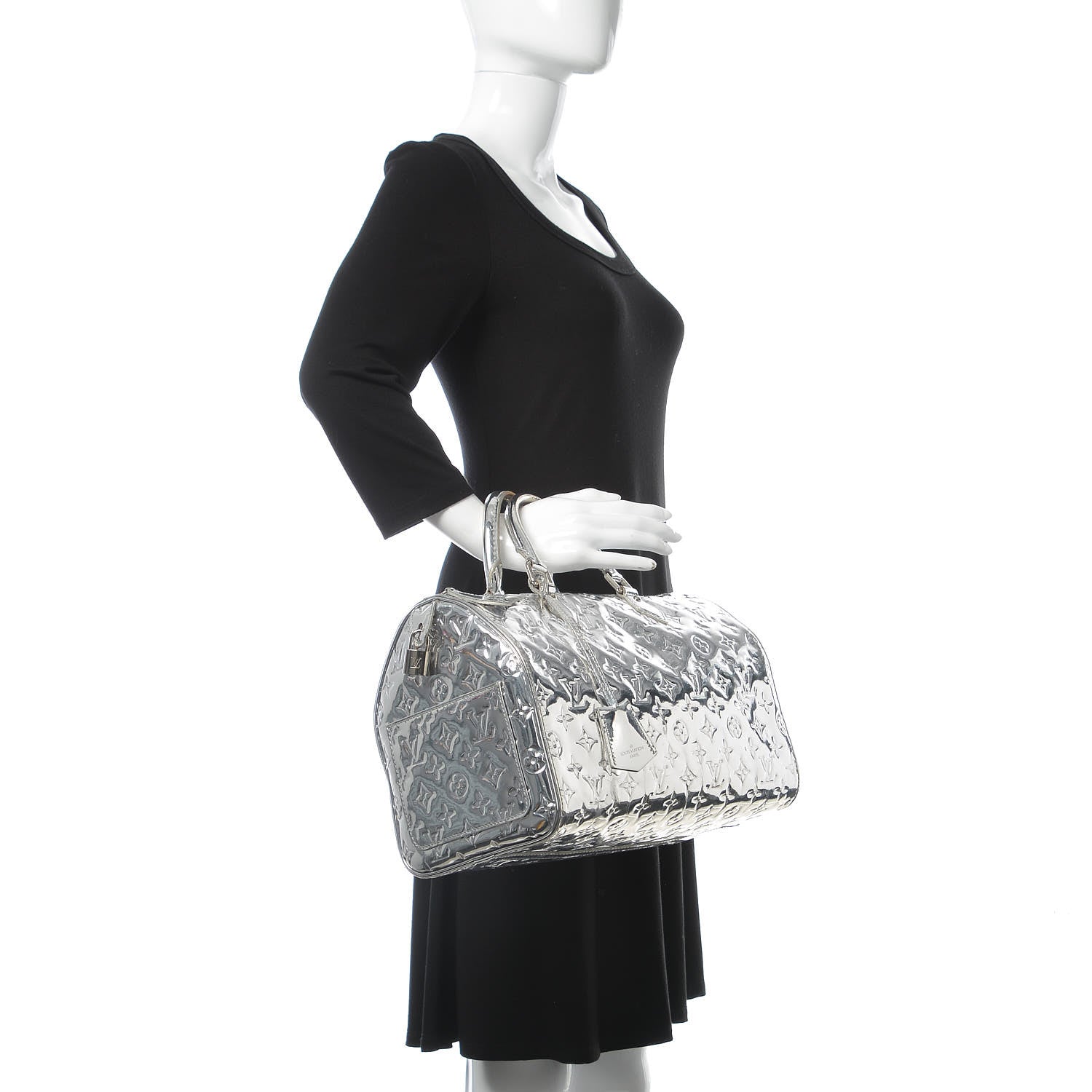 Louis Vuitton Monogram Miroir Speedy 35 Silver 2 of 20