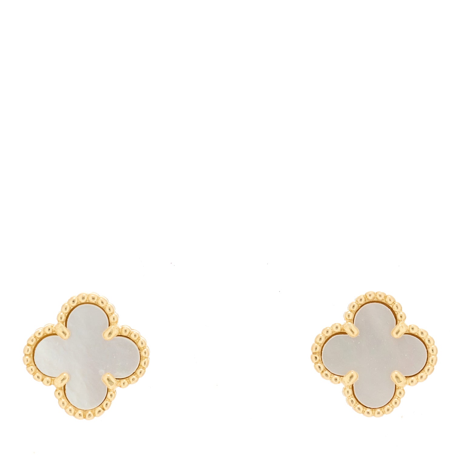 Van Cleef & Arpels 18K Yellow Gold Mother of Pearl Sweet Alhambra Earrings 1 of 4