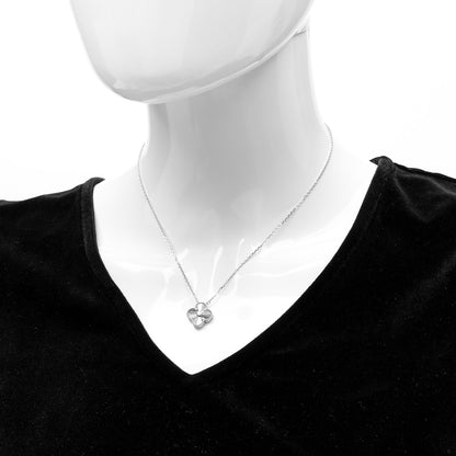 Van Cleef & Arpels 18K White Gold Diamond Guilloche Vintage Alhambra Pendant Necklace 2 of 8