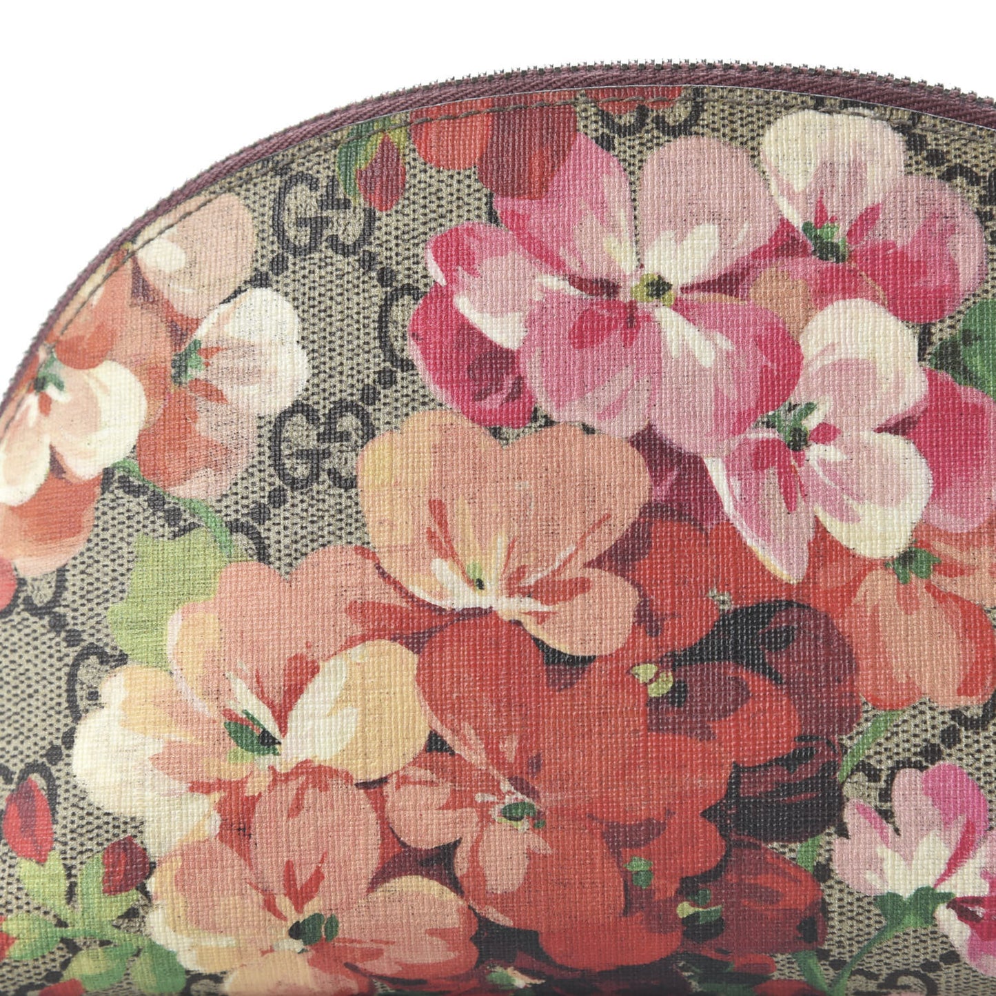 GG Supreme Monogram Blooms Large Pouch Cosmetic Case Beige Multicolor Dry Rose