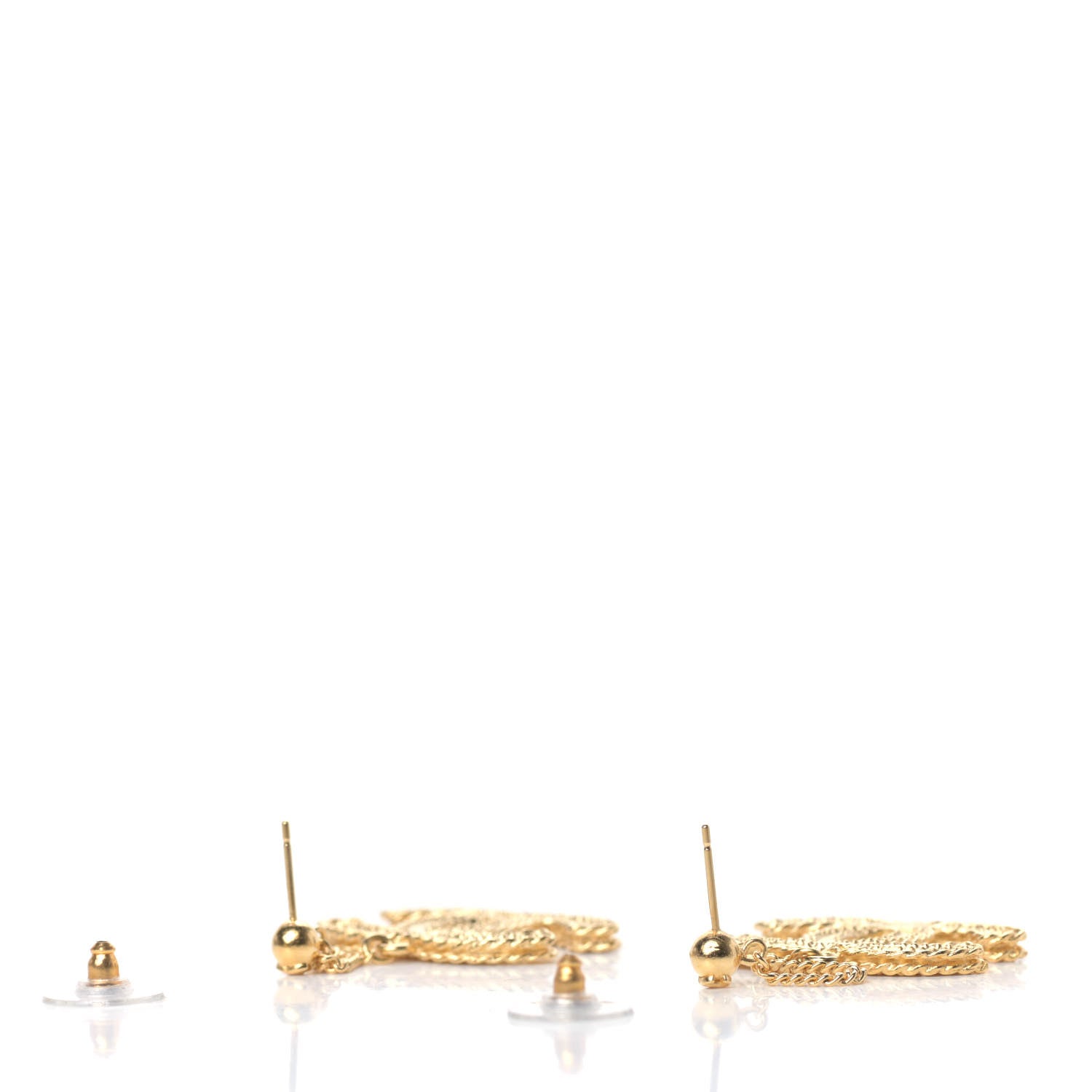 Chanel CC Drop Earrings Matte Gold 3 of 4