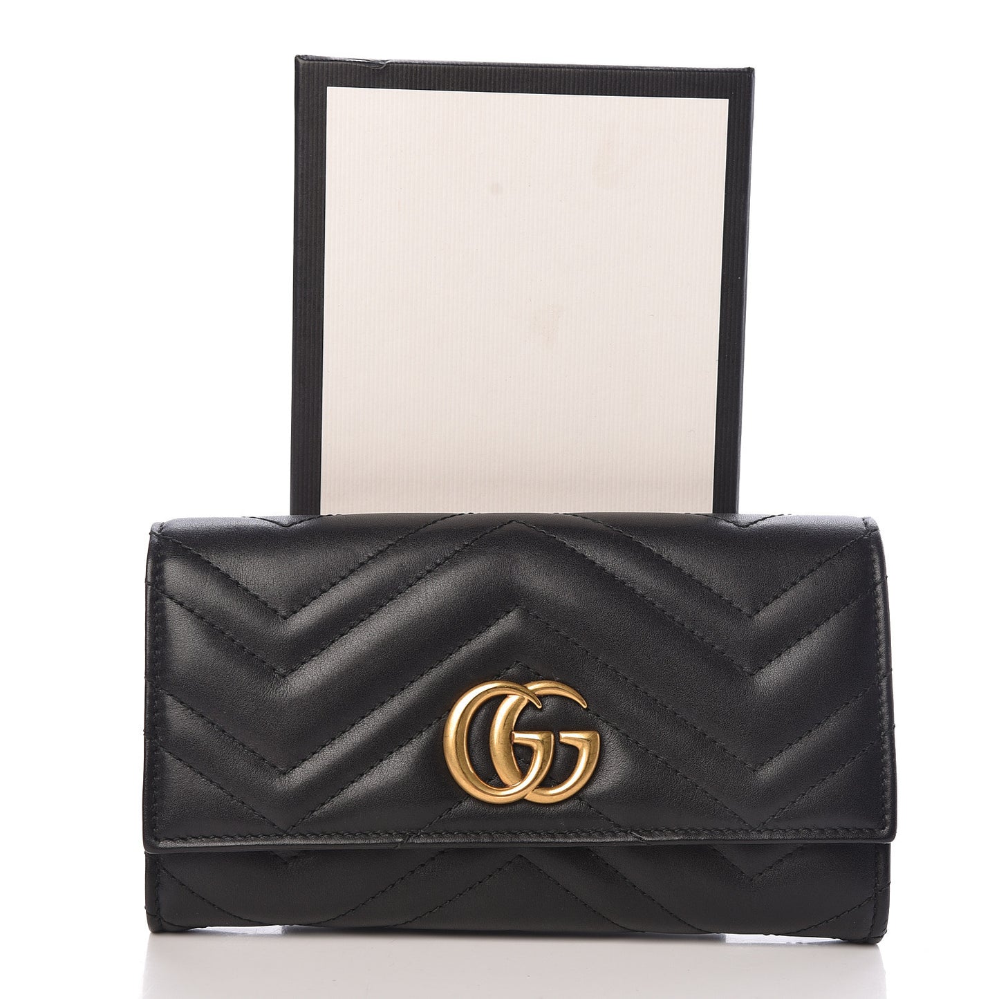Calfskin Matelasse GG Marmont Continental Wallet Black