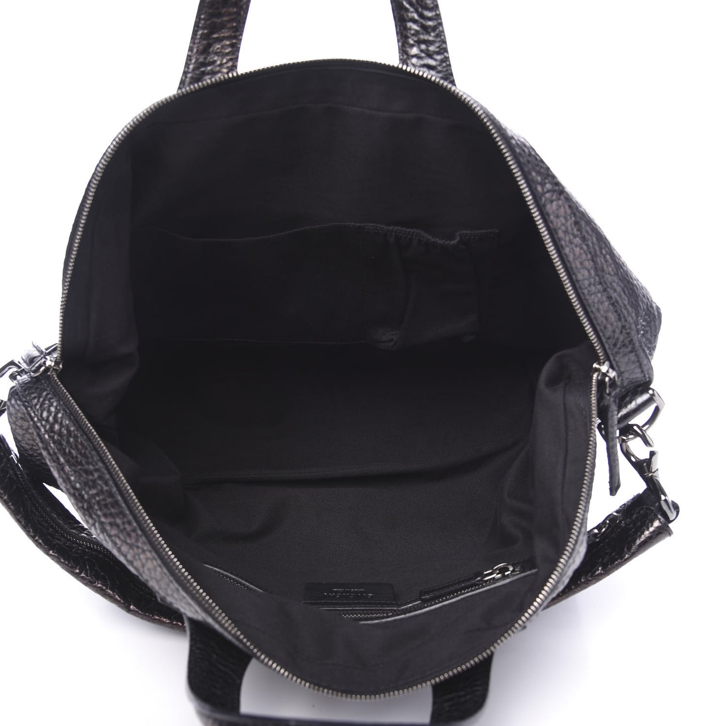 Glazed Pebbled Calfskin Large Nightingale Black