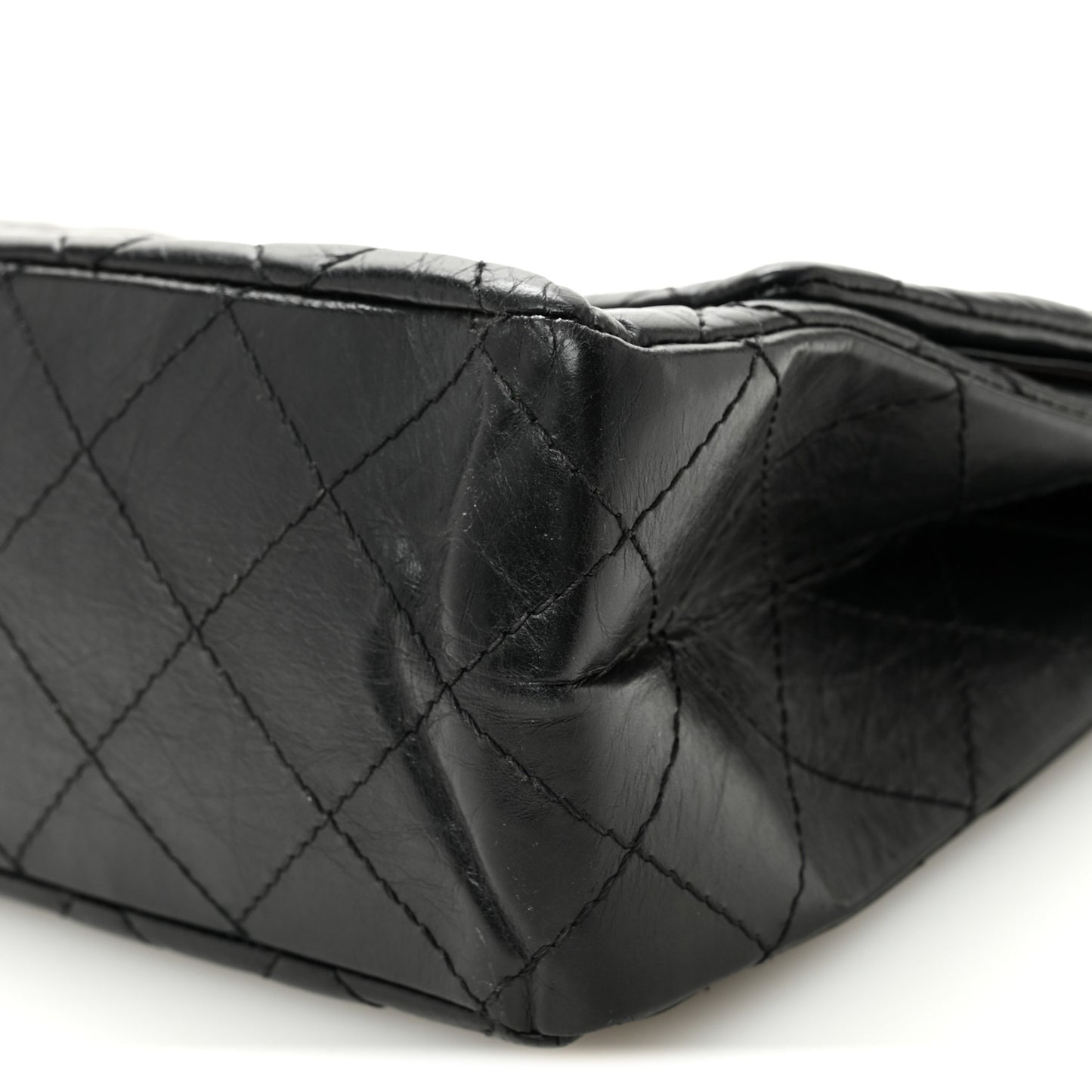 Aged Calfskin Quilted 2.55 Reissue 227 Flap Black