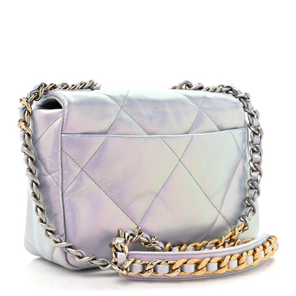 Chanel Iridescent Calfskin Quilted Medium Chanel 19 Flap Light Purple Blue 3 of 10