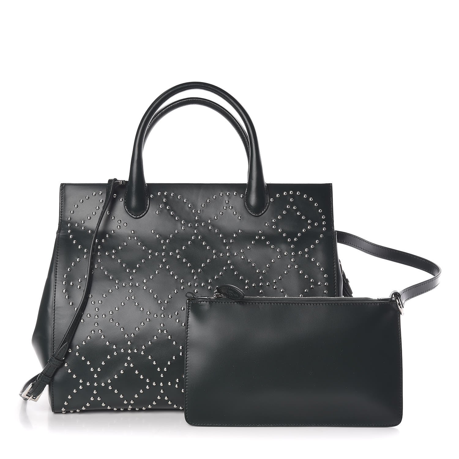 Alaia Calfskin Arabesque Studded Clous Tote Dark Green 1 of 10