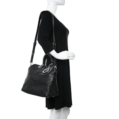 Christian Dior Lambskin Cannage Medium Granville Tote Black 2 of 11