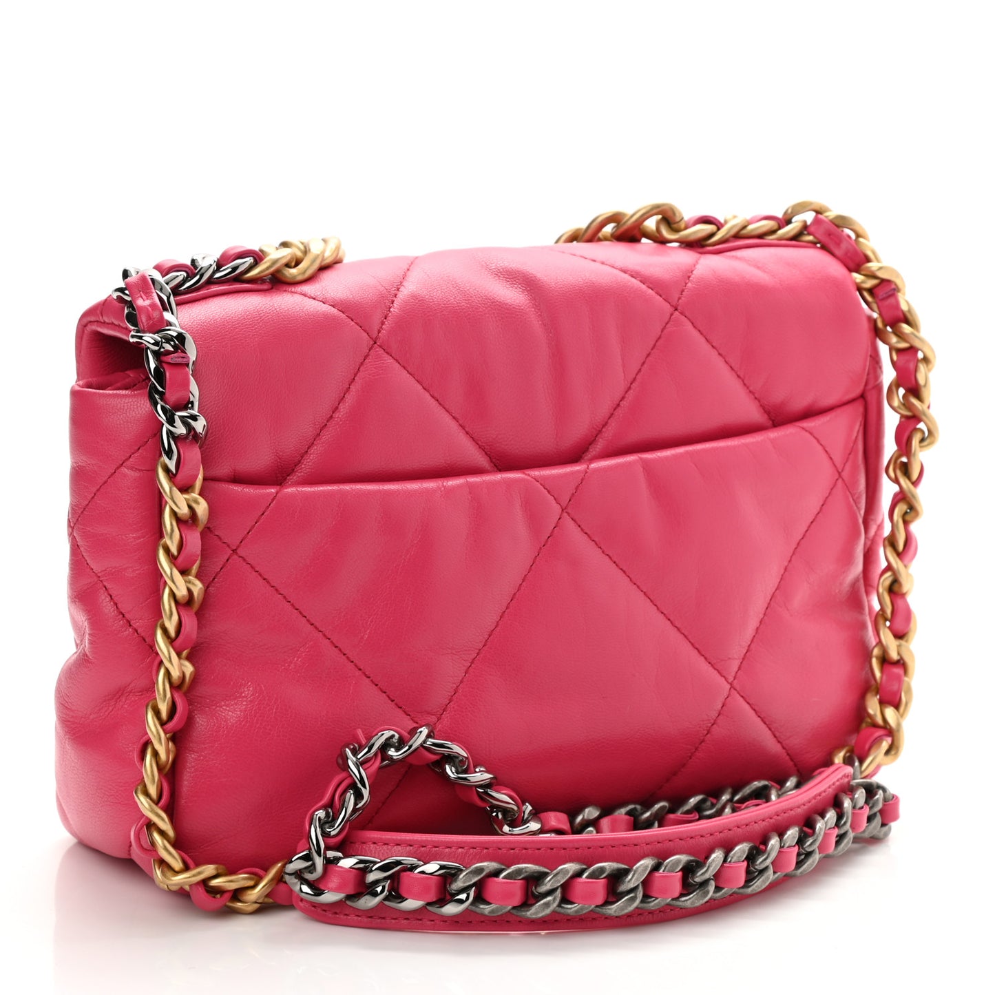 Lambskin Quilted Medium Chanel 19 Flap Dark Pink