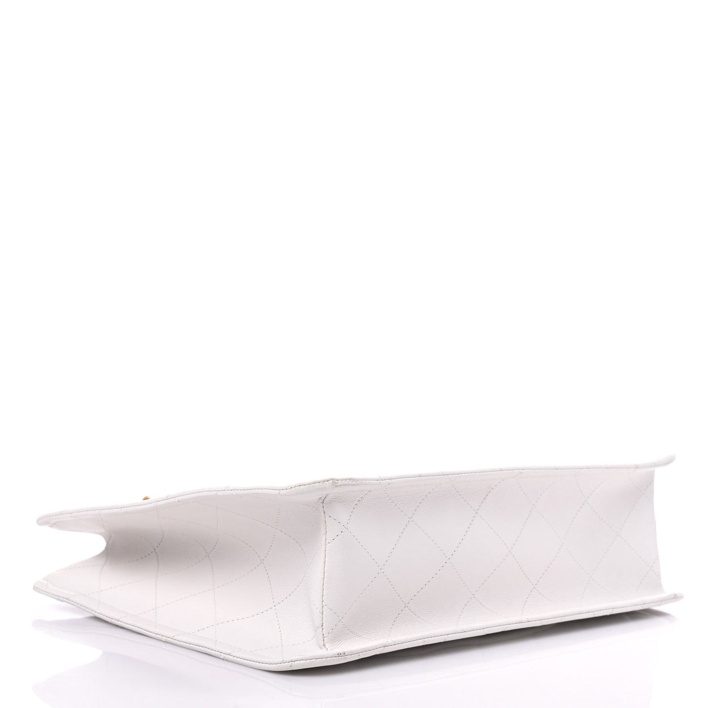 Caviar Quilted Sweet Classic Shopping Tote White