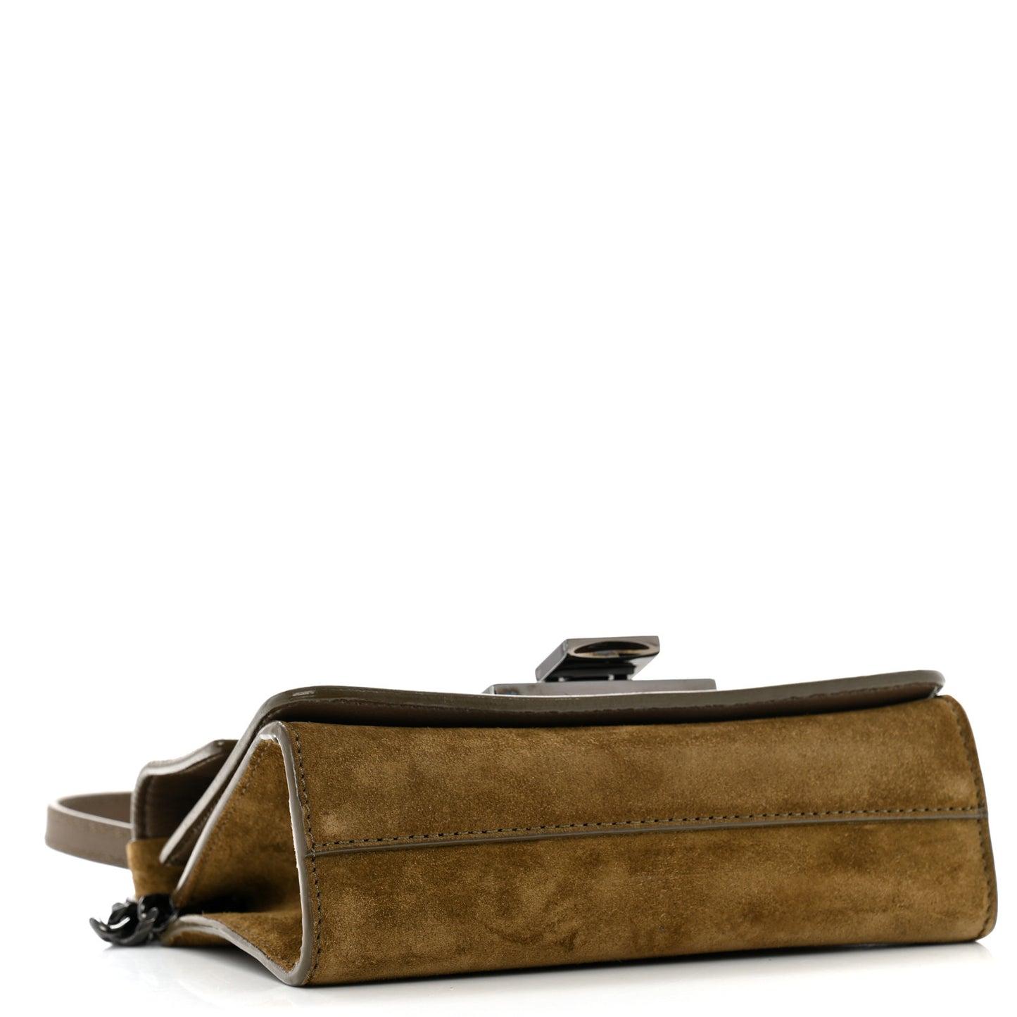 Suede Patent Mini Rebel Crossbody Brown