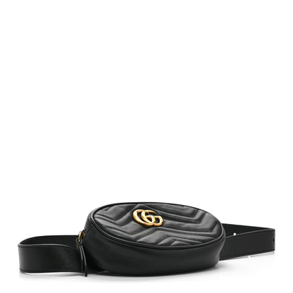 Gucci Calfskin Matelasse GG Marmont Belt Bag 85 34 Black 4 of 11