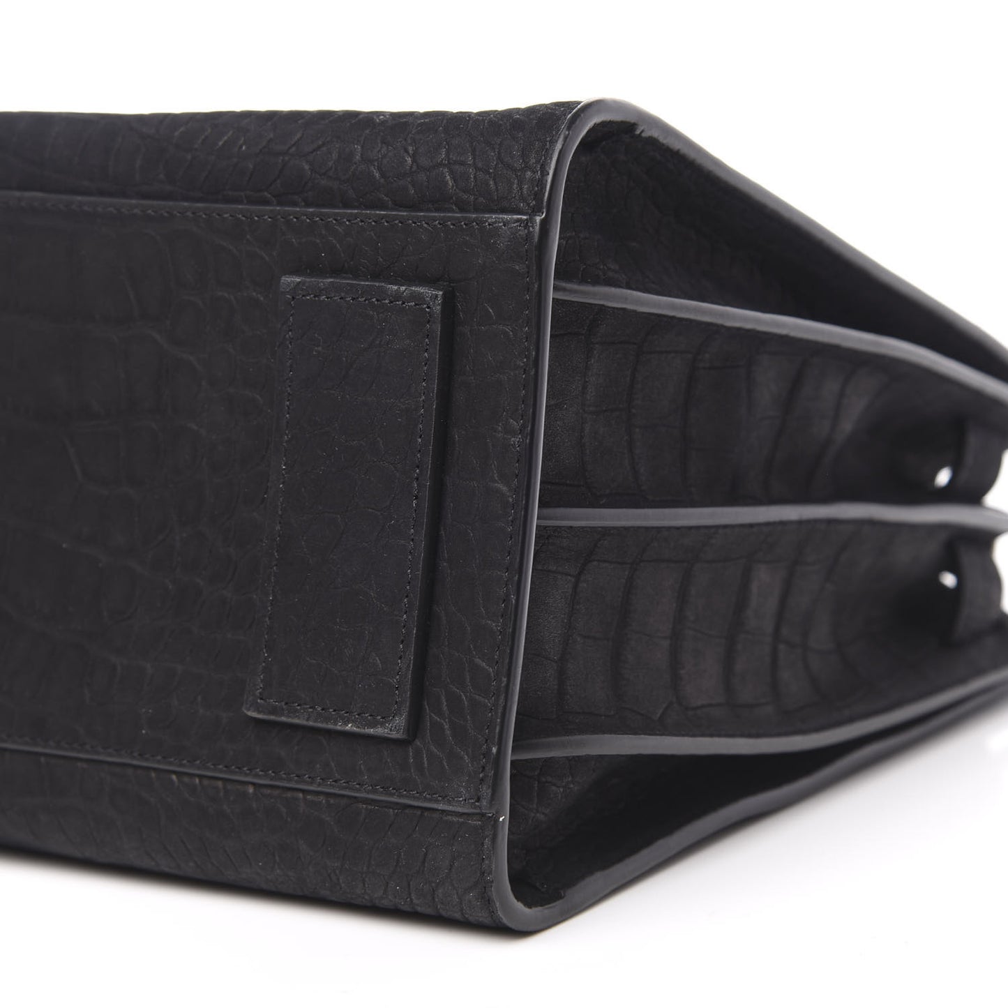 Crocodile Embossed Suede Small Supple Sac de Jour Black
