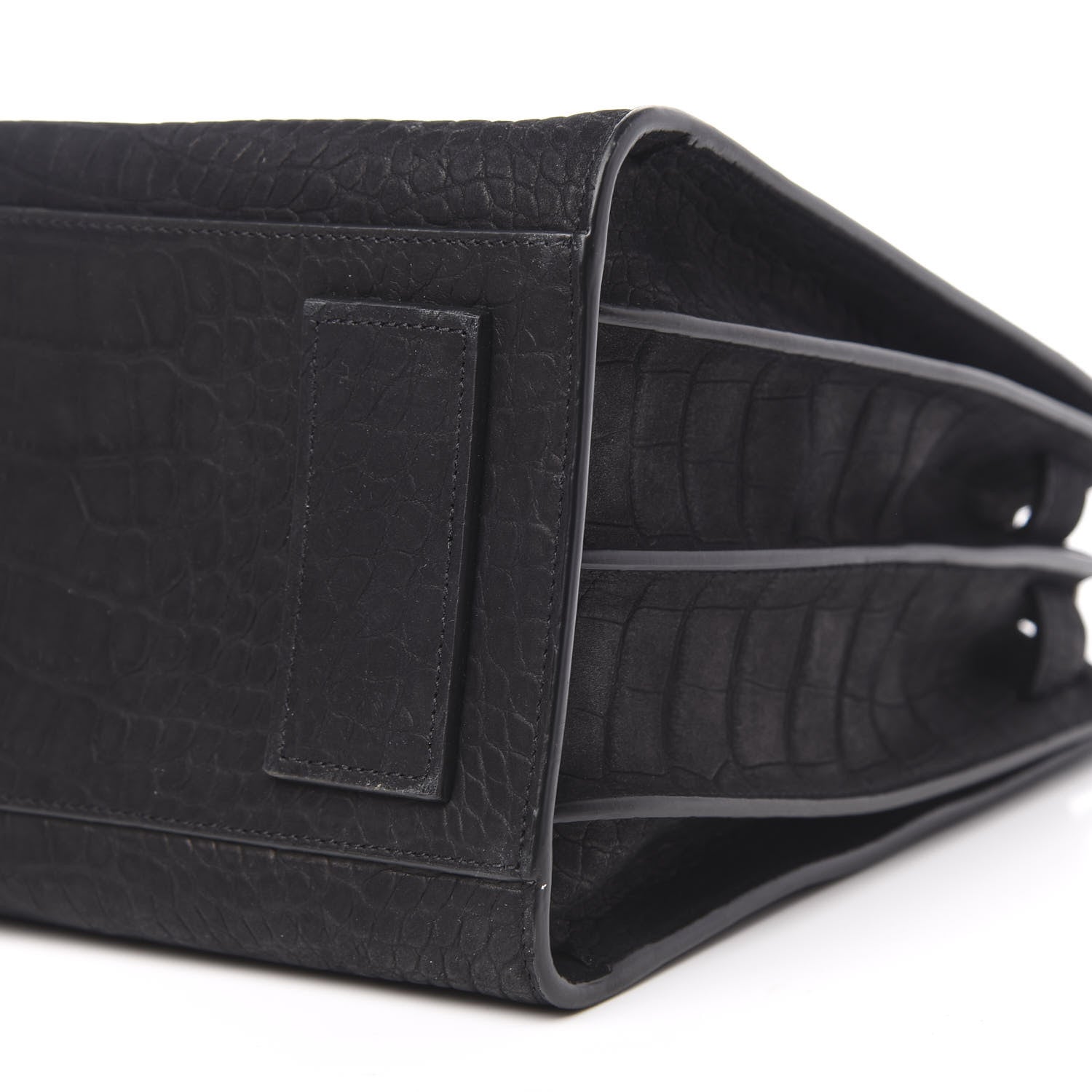 Saint Laurent Crocodile Embossed Suede Small Supple Sac de Jour Black 8 of 8