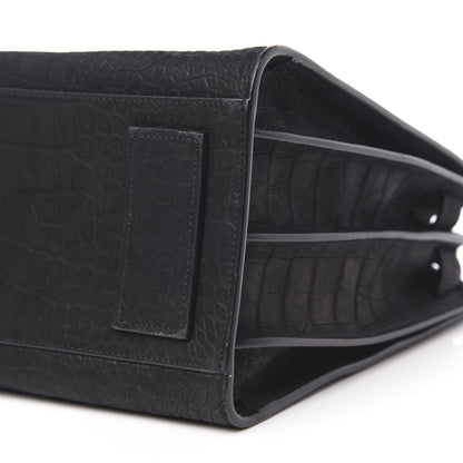 Saint Laurent Crocodile Embossed Suede Small Supple Sac de Jour Black 8 of 8