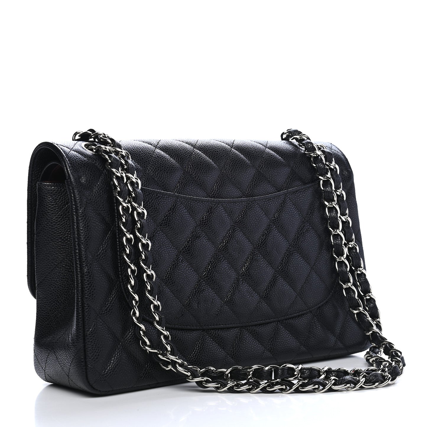 Caviar Quilted Jumbo Double Flap Black