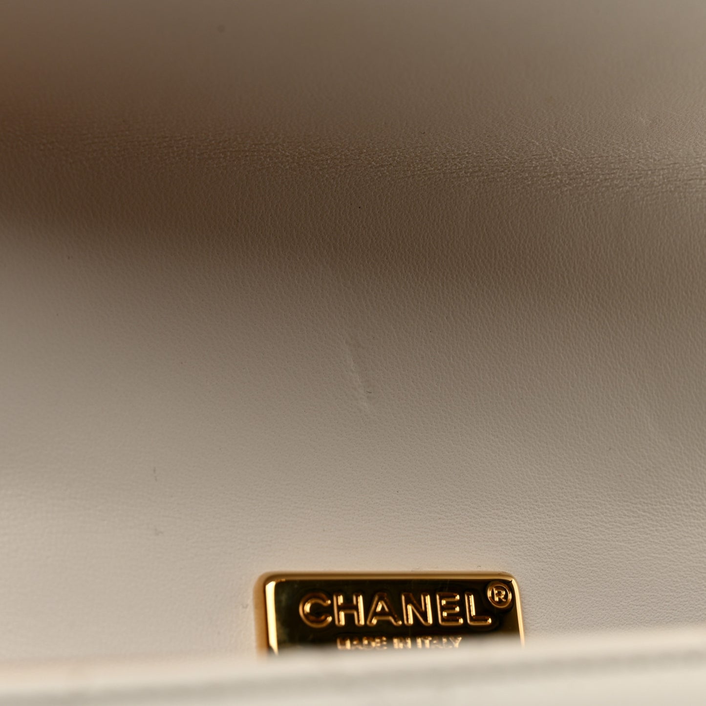 Lambskin Quilted Mini Golden Plate Flap White