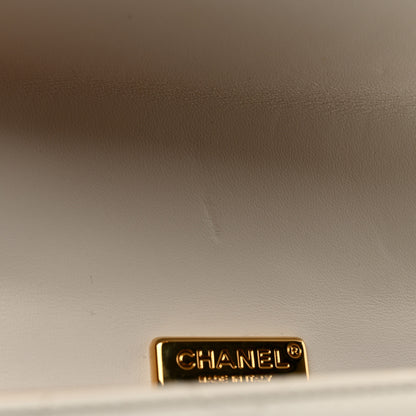 Chanel Lambskin Quilted Mini Golden Plate Flap White 12 of 12